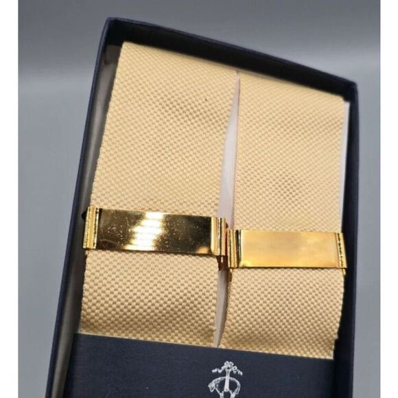 Brooks Brothers 2152BB09-710 Men's O/S Gold w/Leather Tabs Adjustable Suspenders - Picture 6 of 7